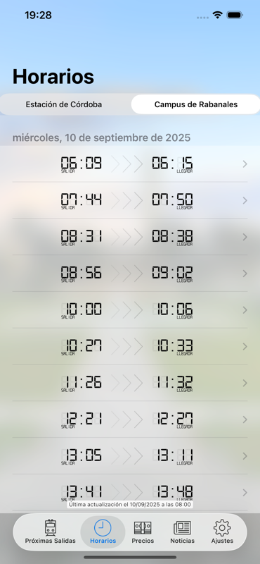 Captura de horarios en UCOtren